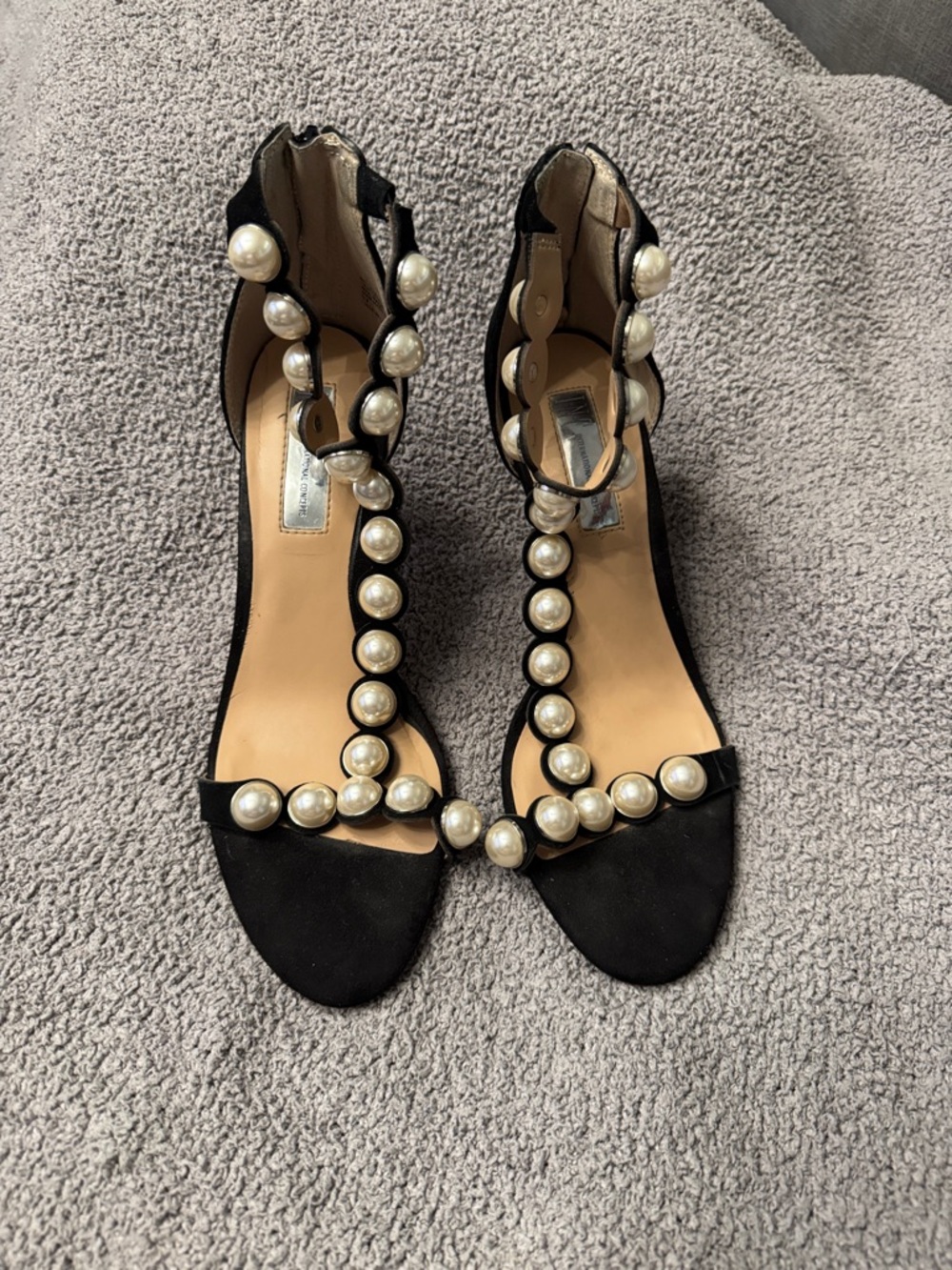 INC Black Pearl-Embellished T-Strap Women's Shoe